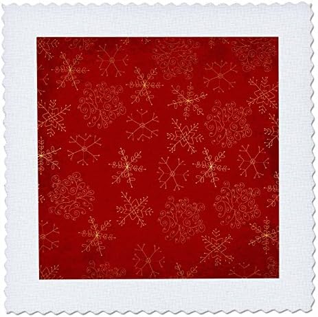 3d Нарисувай Красиви Снежинки със златен ефект на Червеното повторенията - Квадратно юрган с размери 10 на 10 сантиметра (qs_217204_1)
