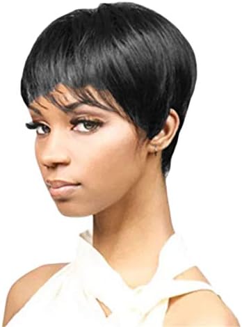 Andongnywell дамски къси тънки многослойни перуки, изработени от човешка коса за черни жени, перуки, изработени от естествена човешка коса,