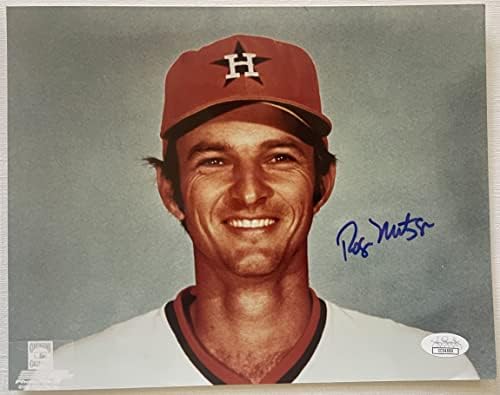 Роджър Мецгер Подписа Гланцирана снимка с размер 8x10 с Автограф Houston Astros Удостоверяване JSA