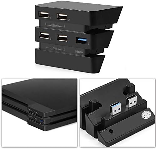 Лек USB сплитер sixx, USB hub, Черен за конзолата Ps4 Pro Ps4 Pro