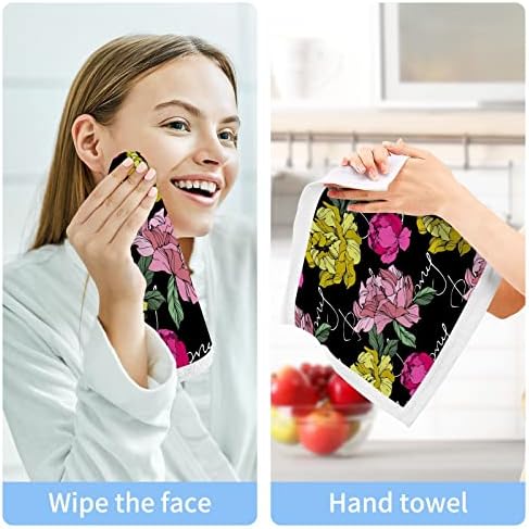 Комплект кърпички за миене на съдове ALAZA Розово-Жълто Цвете божур - Опаковка от 6 броя, Памук, Кърпички за лице, е Добре