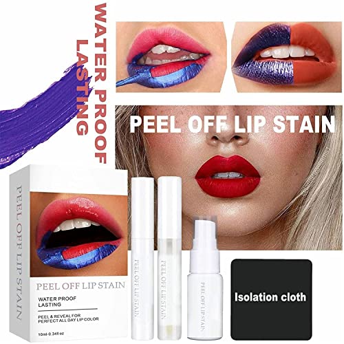 Комплект за оцветяване на устните Peel Off, Водоустойчив Устойчив Цвят за устни, Blading Peel & Reveal Lip Stain, Устойчиви,