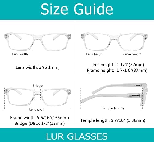 LUR 6 опаковки, прозрачни очила за четене + 4 опаковки черни прозрачни очила за четене (общо 10 двойки ридеров + 4,00)