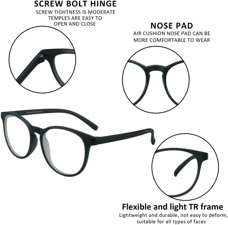 Очила за четене 6 Чифта Сини Заключващи точки Ligtht за Четене за Мъже и Жени, Модни Четци в Квадратна Рамка