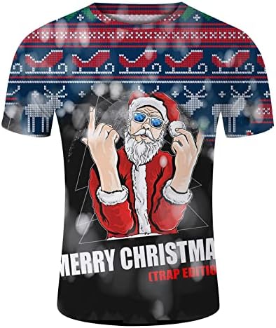 XXBR Тениски с Къс ръкав Коледен войници за мъже, Мъжки Коледни Тениски с Принтом Дядо Коледа, Вечер на Тениски с кръгло