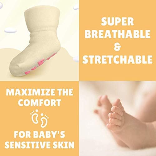Комплект детски чорапи InnoBeta, неутрални по отношение на пола, със смешни цитати (4 двойки), чорапи за новородено/момичета/момчета/Бебета