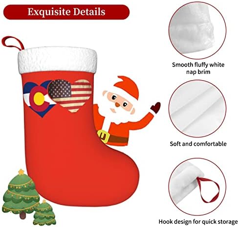 Cutedwarf Американски Флаг щата Колорадо Коледен Отглеждане на Коледна Украса Класически 18 Инча(А) А) Окачен Чорап за Камина