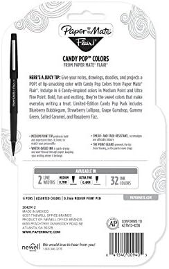 Връхчета Хартия мат Flair, Среден размер (0,7 мм), Ограничена серия в опаковка Candy Pop, 6 броя
