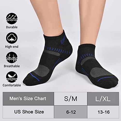 COOPLUS Мъжки 10 Чифта Спортни Чорапи с дълбоко деколте на Глезените, Меки Дишащи Спортни Чорапи за бягане Без показване