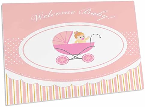 3dRose Поздравително съобщение за бебе и розова количка с малко момиченце. - Подложки за настолни възглавници (dpd-156672-1)