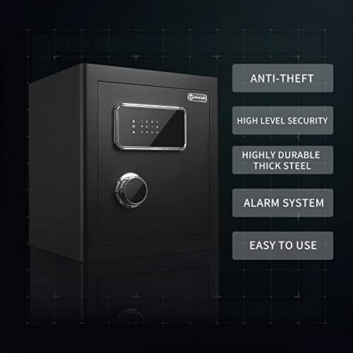 Луксозен домашен сейф WINCENT Secure с Двойна цифрова клавиатура и достъп при бан, Подвижни рафтове, Вътрешно закопчаване и система
