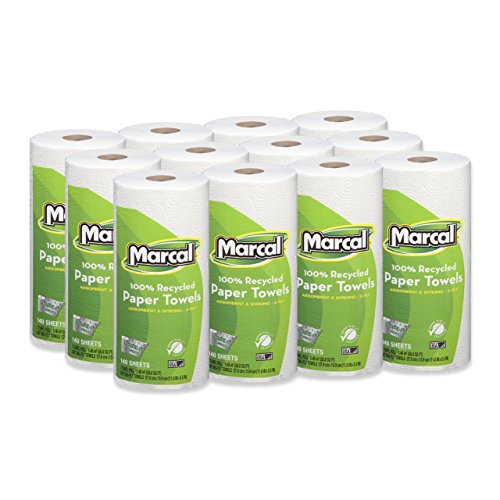 Хартиени кърпи Marcal U-Size-It Кърпи 2 слоя по 140 листа в ролка енергийна ефективност - 12 ролки Roll Out опаковка Сертифициран