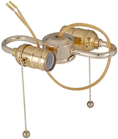 Корпус на B&P Lamp® 2-Light S-образен тип с гнезда за повдигащи вериги, тапицерия от антични месинг, 1/8 инча отгоре и 1/4 инча от дъното