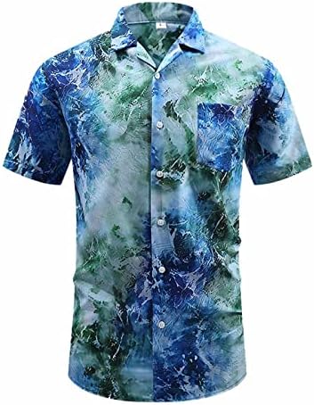 WENKOMG1 Хавайска Риза за мъжете, Ежедневни Риза с Копчета и Къс ръкав, Лятна Плажна Риза, Тениска за Тропическа Почивка