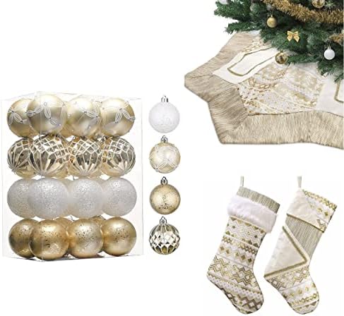 Комплект коледни бижута от бяло злато Severin Madelyn (3 предмет) на 24-каратные Украса за Коледните топки + 48-инчов Пола за