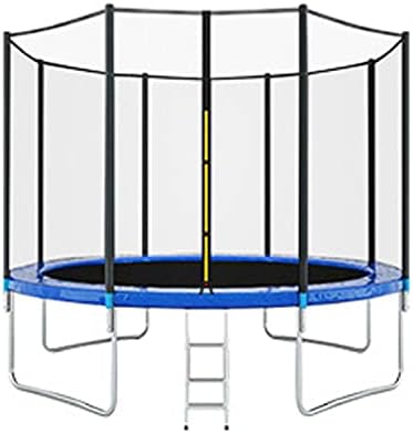 Детски батут 14 ФУТА със Защитна мрежа и стълба, Диаметър трамплин 4,3 метра, максимална Товароносимост-450 кг, Синьо