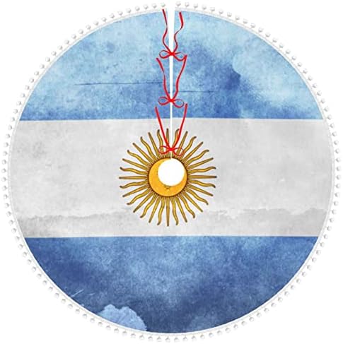 Пола за Коледната елха с тапицерия pom-помераните-Флаг на Аржентина-Ретро Празнична Коледна Украса За дома 48