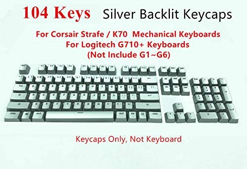 104 Клавиша Набор от ключове със Сребристи Подсветка Keycap Keyset за G710 + Corsair K70 Strafe Ръчна Детска Клавиатура