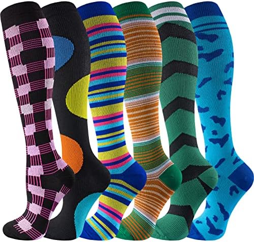 Компресия чорапи cerpite за жени и мъже, 6 Двойки Компрессионных чорапи с налягане 20-30 мм hg.ст., за джогинг, медицински сестри, Пътуване
