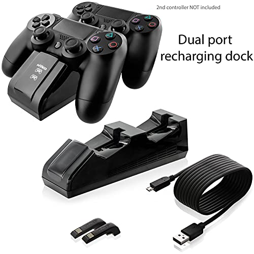 Контролер на Sony PS4 Безжичен контролер DualShock 4, катранен, за PlayStation 4, В комплект с докинг станция за бързо зареждане