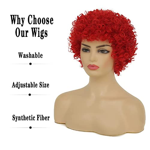 Tseses Къса къдрава червени перуки за черни жени синтетични косми естествени къдрава пухкави топлоустойчива афро-перуки за ежедневна употреба