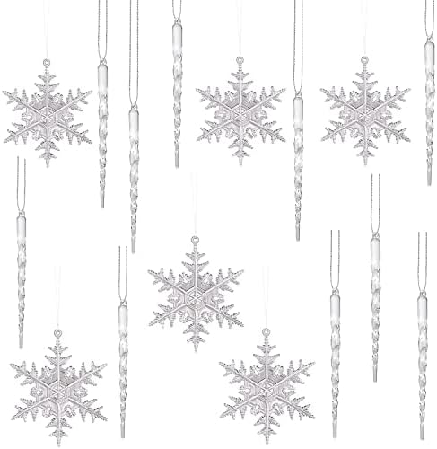 Коледни Украшения във формата на Снежинки, Прозрачна Стъклена Франция, Декорации във формата на Снежинки за Коледна Елха, Акрилни