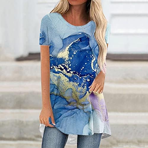 Блуза-Риза с къс ръкав за Момичета Есен-Лято 2023, Дрехи от Памук Кръгло деколте, Графична Блуза Свободно Намаляване GH GH