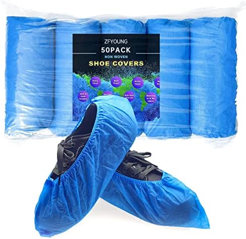 Zfyoung 50 опаковки (25 двойки) Сини дамски обувки и бахилы за Еднократна употреба нескользящие Водоустойчив нескользящие Силни