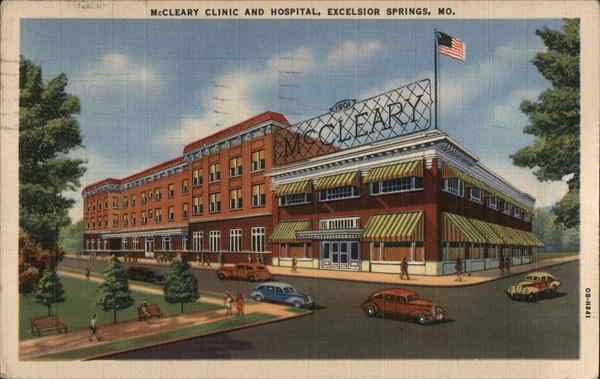 Макклири клиники и болници Эксельсиор Спрингс, щата Мисури, М оригинални Старинни пощенски картички