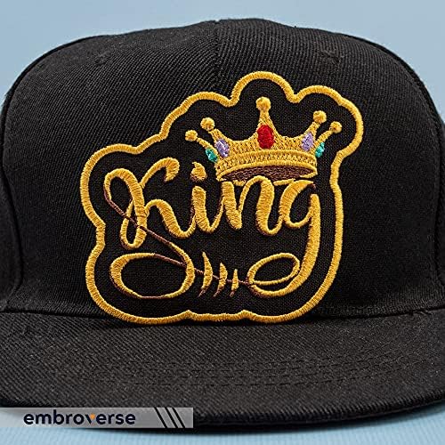Нашивка EMBROVERSE King - Бродирани Златна корона - Шир На стръмни нашивках - Размер: 3,8 x 3.3 инча