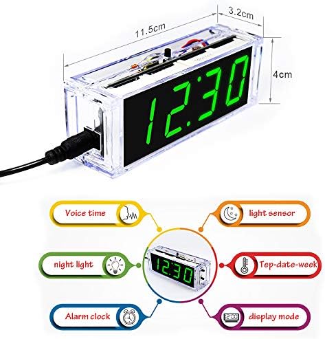 fyeTa САМ Clock kit Дигитален тръба Време, температура, Показване на дата, на Английски Гласово време, лека нощ, САМ Електронен комплект,