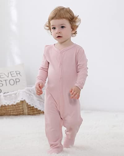 Пижами на Бамбукови крака GUISBY, Розова Пижама Копчета за новородени 6-12 месеца