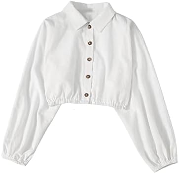 Ежедневна Риза SOLY HUX гърлс копчета, Съкратен Топ с дълъг ръкав, Блуза