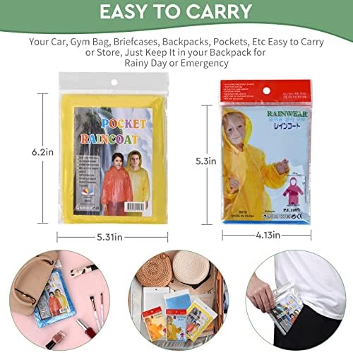 Семеен комплект пончо Xuujovr, дъждобран-пончо за възрастни и деца (от 5 опаковки) за Еднократна или многократна употреба пончо в случай