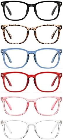 CCVOO 6 Опаковки, блокер Синя светлина Очила за четене, Срещу главоболие/ отблясъци /напрежение в очите, Компютърни очила за четене За