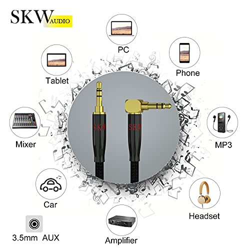 Кабел SKW Aux за кола (Hi-Fi звук), Стереокабель 3,5-3,5 мм жак 1/8 , Кабел за слушалки за домашно стерео, iPhone, iPod, iPad,