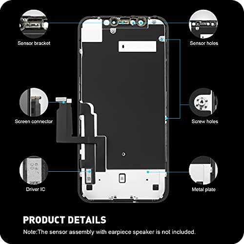 QDPARTS Смяна на екрана за iPhone XR, Сензорен LCD дисплей и е Съвместим с iPhone XR Замяната на екрана, Комплектен инструмент за ремонт и