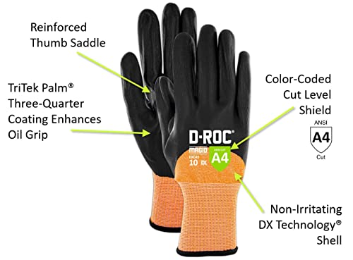 Работни ръкавици MAGID с нивото на усвояване на масла и течности, A4, устойчиви на гумата, 1 PR, с повишен комфорт и охлаждане, с покритие