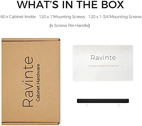 Ravinte 60 Pack 6 Квадратен Шкаф Дърпа Матово Черно с Кухненски кутия От Неръждаема Стомана Дърпа Дръжката на гардероба Дължина от 6 сантиметра