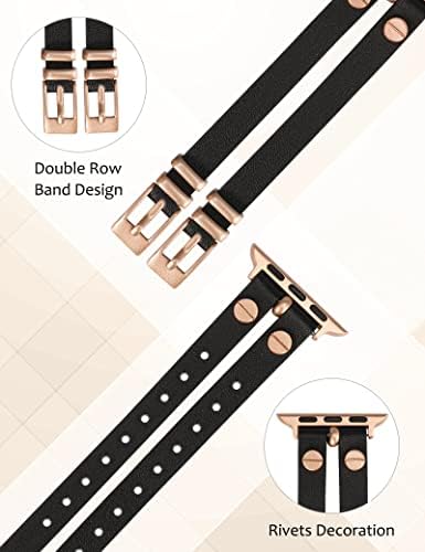 Кожени въжета Wearlizer, съвместими с каишка на Apple Watch 38 мм 40 мм 41 мм 42 мм 44 мм 45 мм на 49 мм (Ultra) За жени, Двухрядный