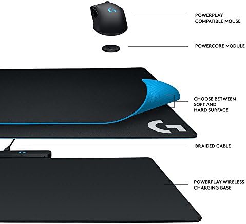 Безжична система за зареждане на Logitech G Powerplay за безжични геймърски мишки G502 Lightspeed, G703, G903 Lightspeed и PRO,