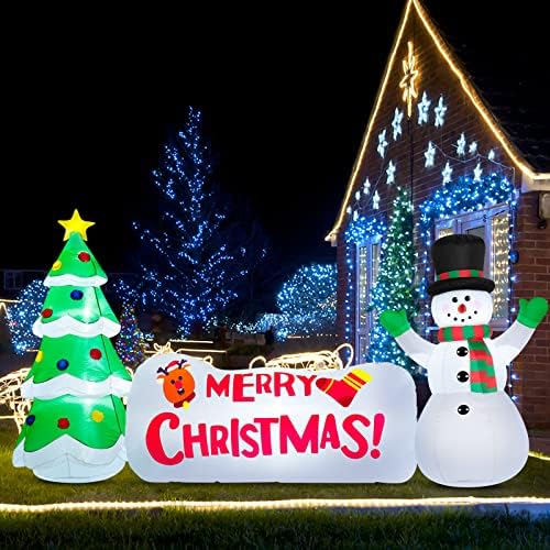 MAOYUE Коледни Надуваеми 10-подножието Коледна Украса Външна Коледна Елха, Снежен човек Весел Коледен Знак на Надуваеми Коледна Украса Вградени
