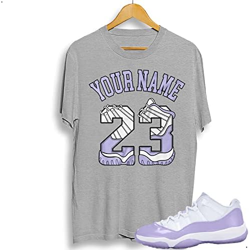 Тениски с индивидуален наречена №23 в тон Йордания 11 Low Pure Violet, Подходящи за кроссовкам Йордания 11 Low Pure Violet,