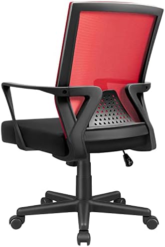 Офис стол Furmax Ергономичен Стол с Лумбална опора, Средна Облегалка, Стол за Компютър, бюро с Регулируема височина, Сетчатое Управляемият