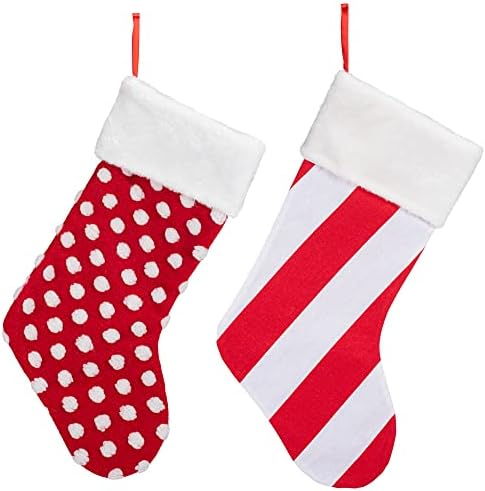 Бяло-Червени чорапи от плат Transpac, Комплект от 2 броя, Асортимент