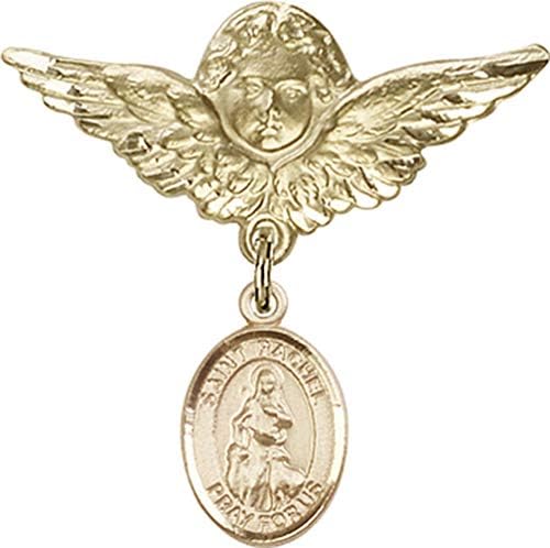 Детски икона Jewels Мания за талисман на Свети Рейчъл и пин Ангел с крила | Детски иконата със златен пълнеж с талисман Свети Рейчъл и