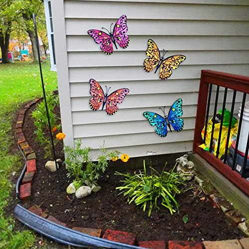 Стенен декор с метална пеперуда - 9,5 Външен Ограда, Артистичен Интериор, Окачен за градина, Двор, Хол, Спалня, вътрешен Двор,