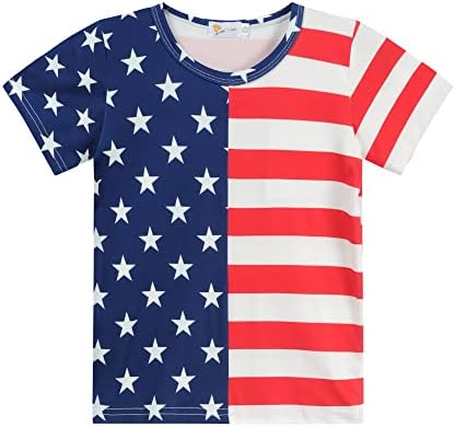 CM-Детска Тениска с американския флаг за малки момчета и Момичета, Тениска на 4 юли, Детски Патриотични Фланелки с къс ръкав на американската