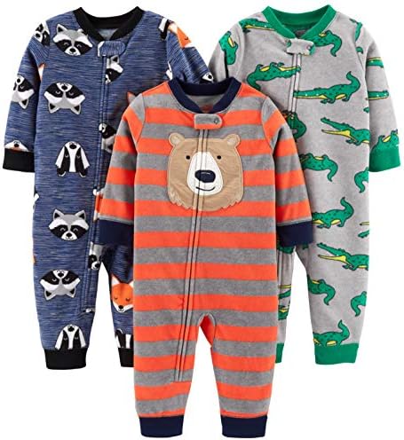 Пижами Simple Joys от Carter's, за бебета и малки момчета Свободно намаляване отвътре, без костилка, Комплект от 3