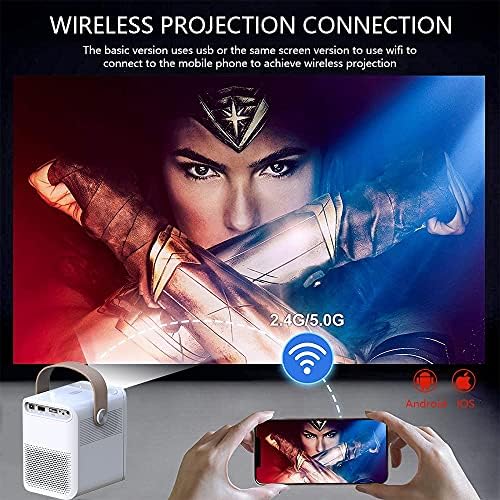 Проектор XDCHLK 1080P, Пълен Мини-Проектор за домашно кино, ET30 4K Viedo в прожектор Преносими led за смартфон (Размер: Android)